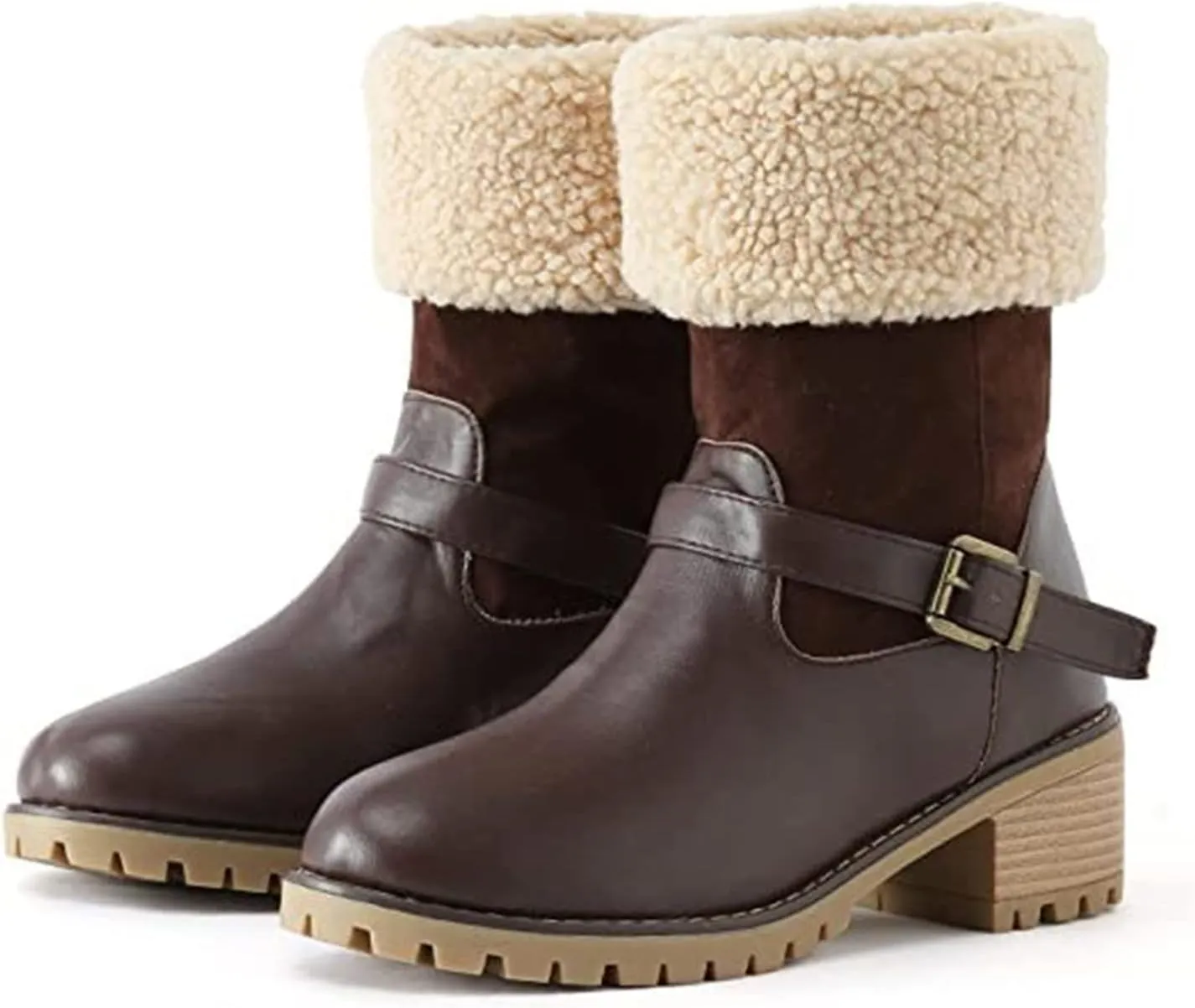 Lausiuoe Winter Boots For Women Fashion 2022 Womens Snow Boots With Warm Fur Lining Non Slip Fuzzy Booties Outdoor Platform Shoes