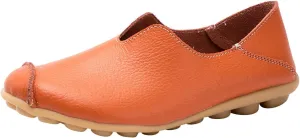 Loafers for Women Comfort Round Toe Leather Vamp Flats Slip On Lightweight Casual Shoes Wild Driving Flats Boat Shoes Summer Walking Vacation Beach Loafers Fashion Loafer