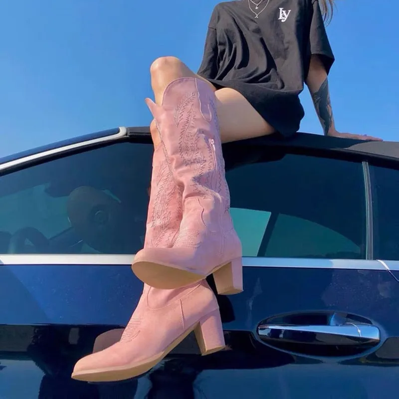 Locomotive Autumn and Winter Pointed Toe High-top Knight Boots