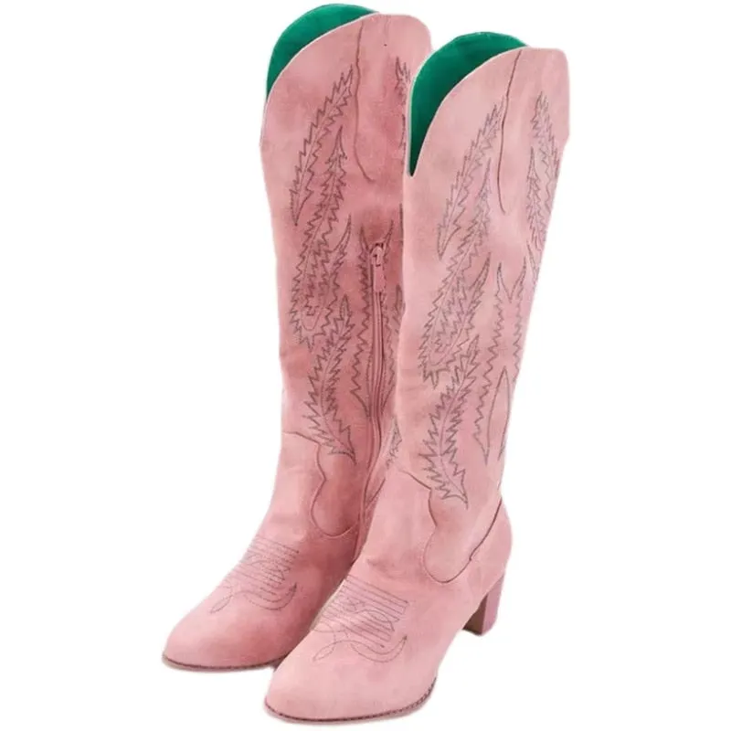 Locomotive Autumn and Winter Pointed Toe High-top Knight Boots