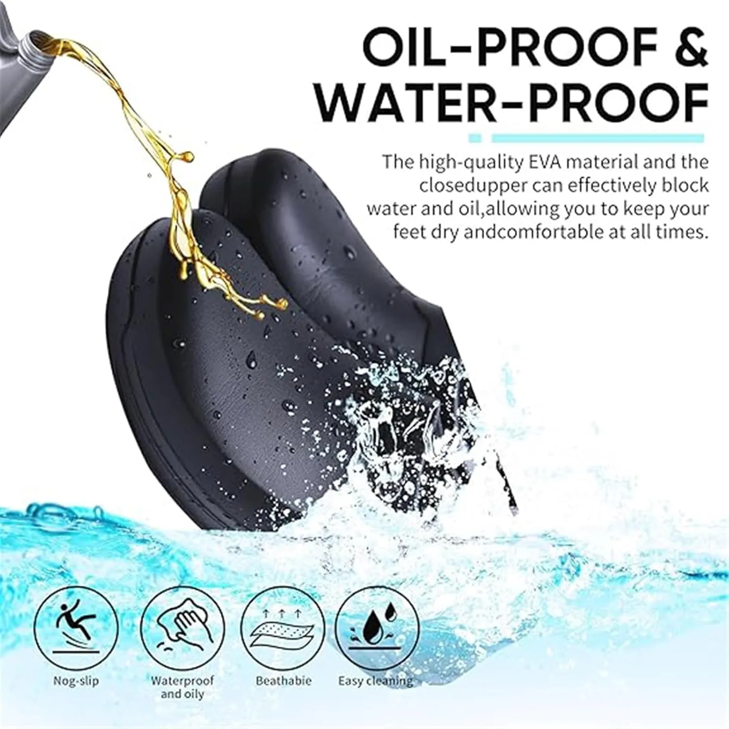 Men Chef Shoes, Men's Adjustable Non Slip Strap Water and Oil Resistant Slip-On Chef Work Shoes, Durable and Comfortable Breathable Durable Kitchen Sandals, for Camping and Yard Work