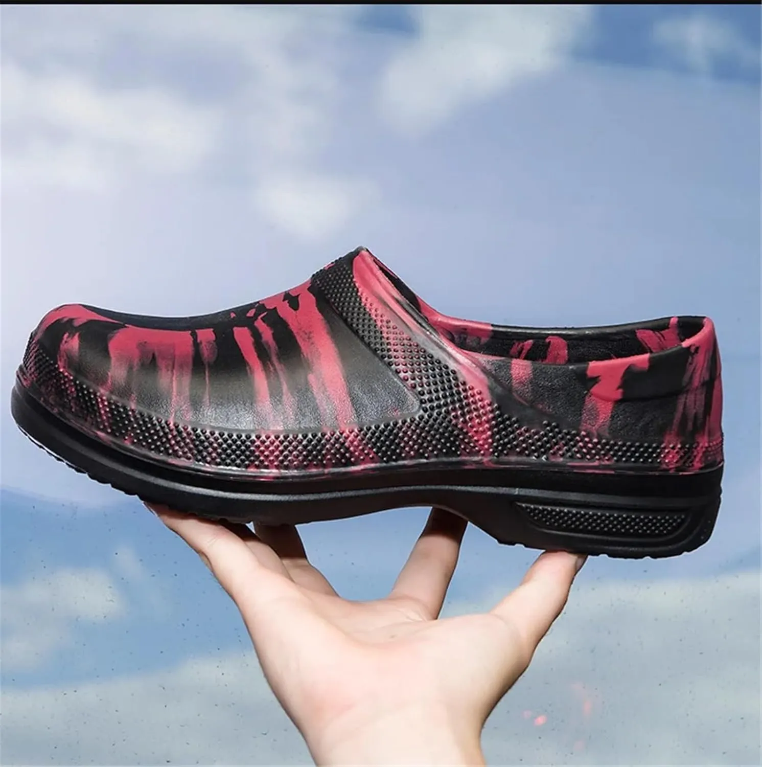 Men's Camouflage Breathable Wide Oil Water Resistant Non Slip Durable Chef Shoes, Comfortable Professional Food Service Working Nursing Shoe, for Restaurant, Hospital, Kitchen, Office