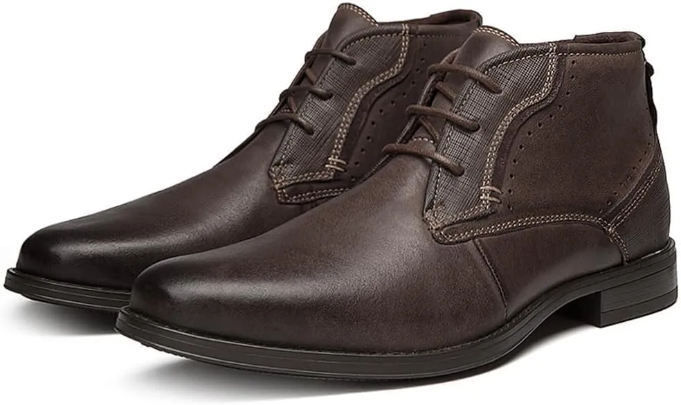 Men's Chukka Boots Casual Dress Boots Motorcycle Combat Boots Waterproof Ankle Boots Lace Up Fashion Leather Boots