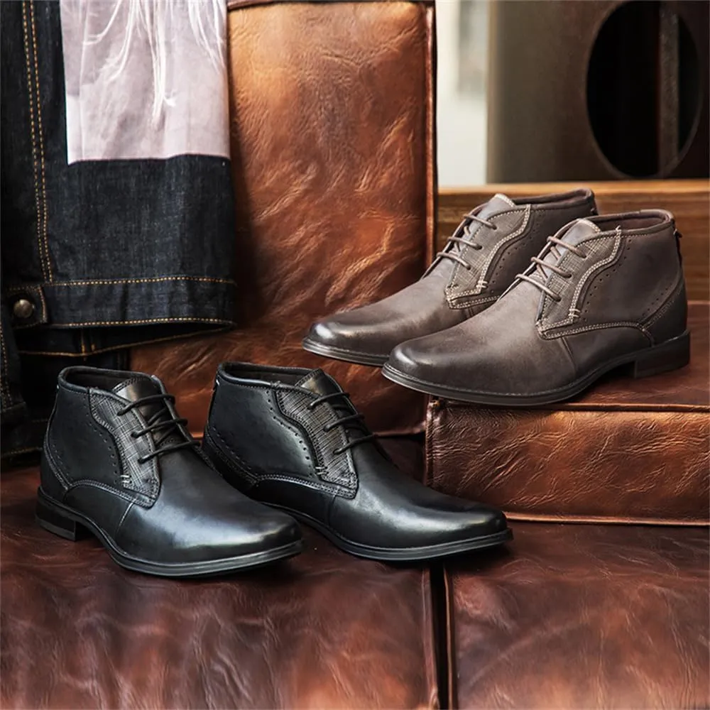 Men's Chukka Boots Casual Dress Boots Motorcycle Combat Boots Waterproof Ankle Boots Lace Up Fashion Leather Boots