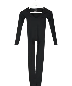 Missy Empire Eli Black Plunge Ribbed Seamless Long Sleeve Jumpsuit UK S
