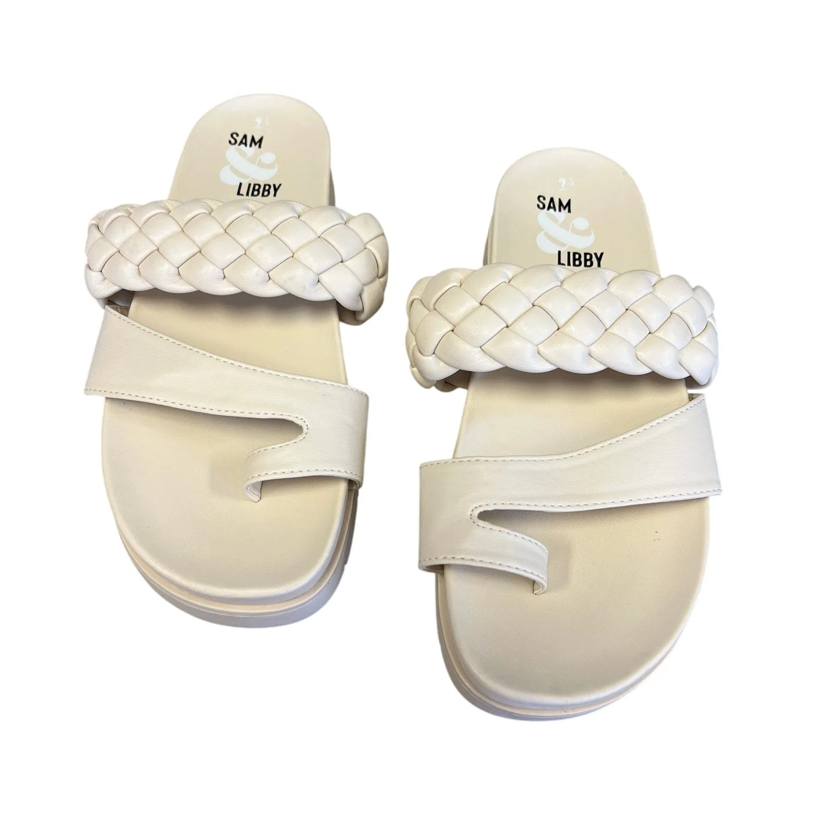 NEW Sam & Libby Cream Women's Adelia Footbed Sandals Size 9.5