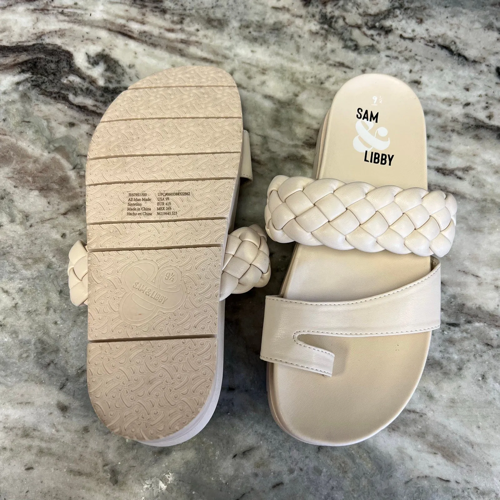 NEW Sam & Libby Cream Women's Adelia Footbed Sandals Size 9.5