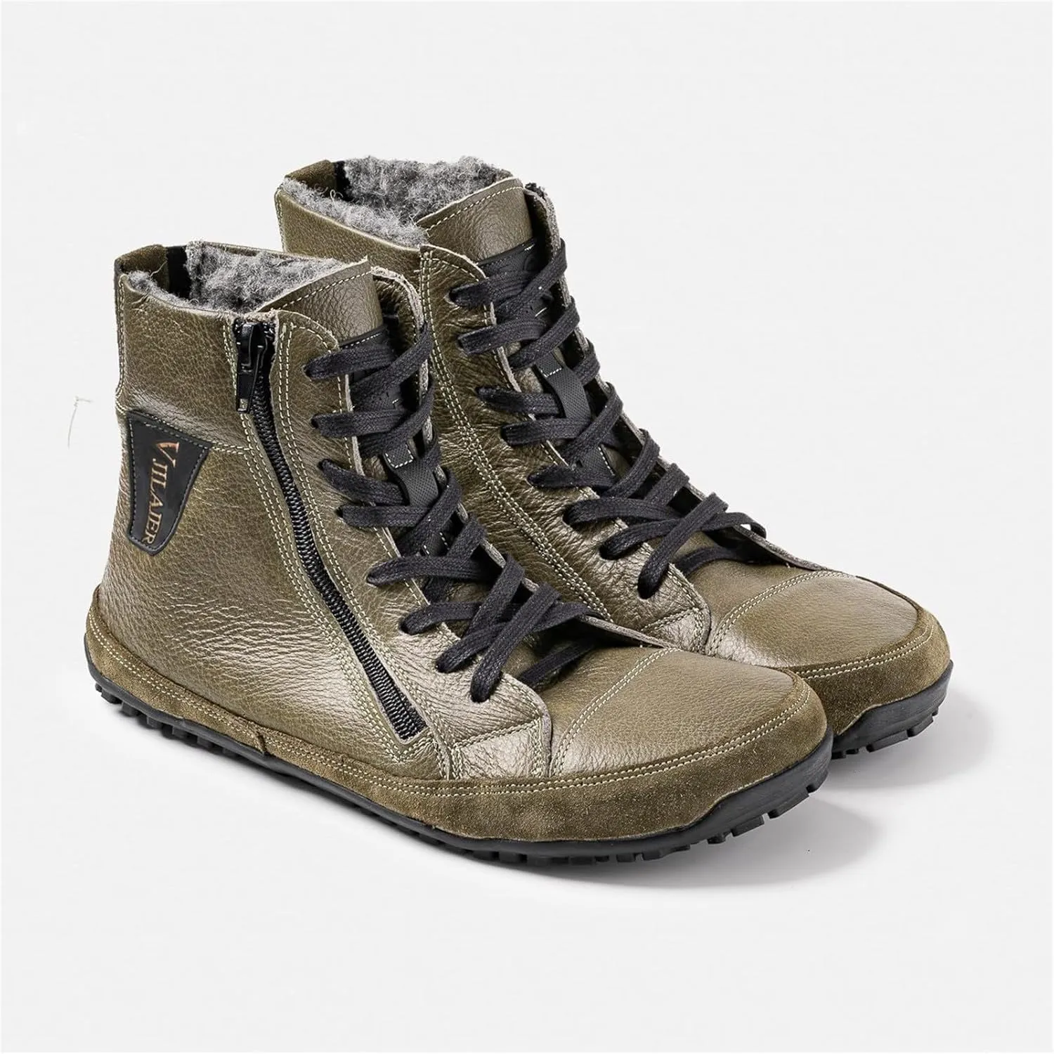 Non-Slip aterproof Fu Lined Barefoot Shoe Lac Up Snow Shoes for Men Winter Padded Warm Cold Weather Sneaker