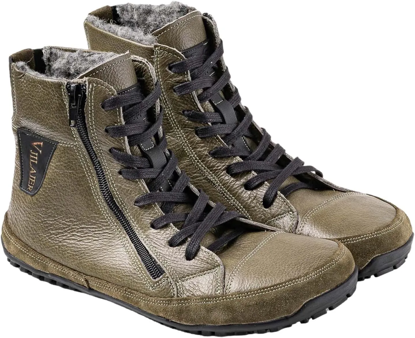 Non-Slip aterproof Fu Lined Barefoot Shoe Lac Up Snow Shoes for Men Winter Padded Warm Cold Weather Sneaker
