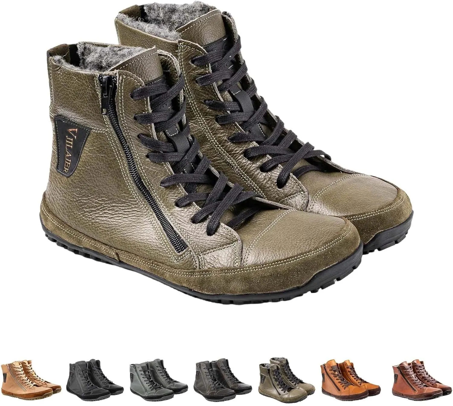 Non-Slip aterproof Fu Lined Barefoot Shoe Lac Up Snow Shoes for Men Winter Padded Warm Cold Weather Sneaker