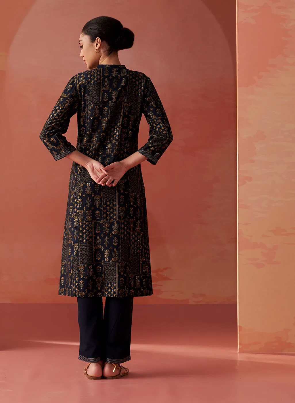 Nyla Midnight Blue Printed Viscose Co-ord Set for Women