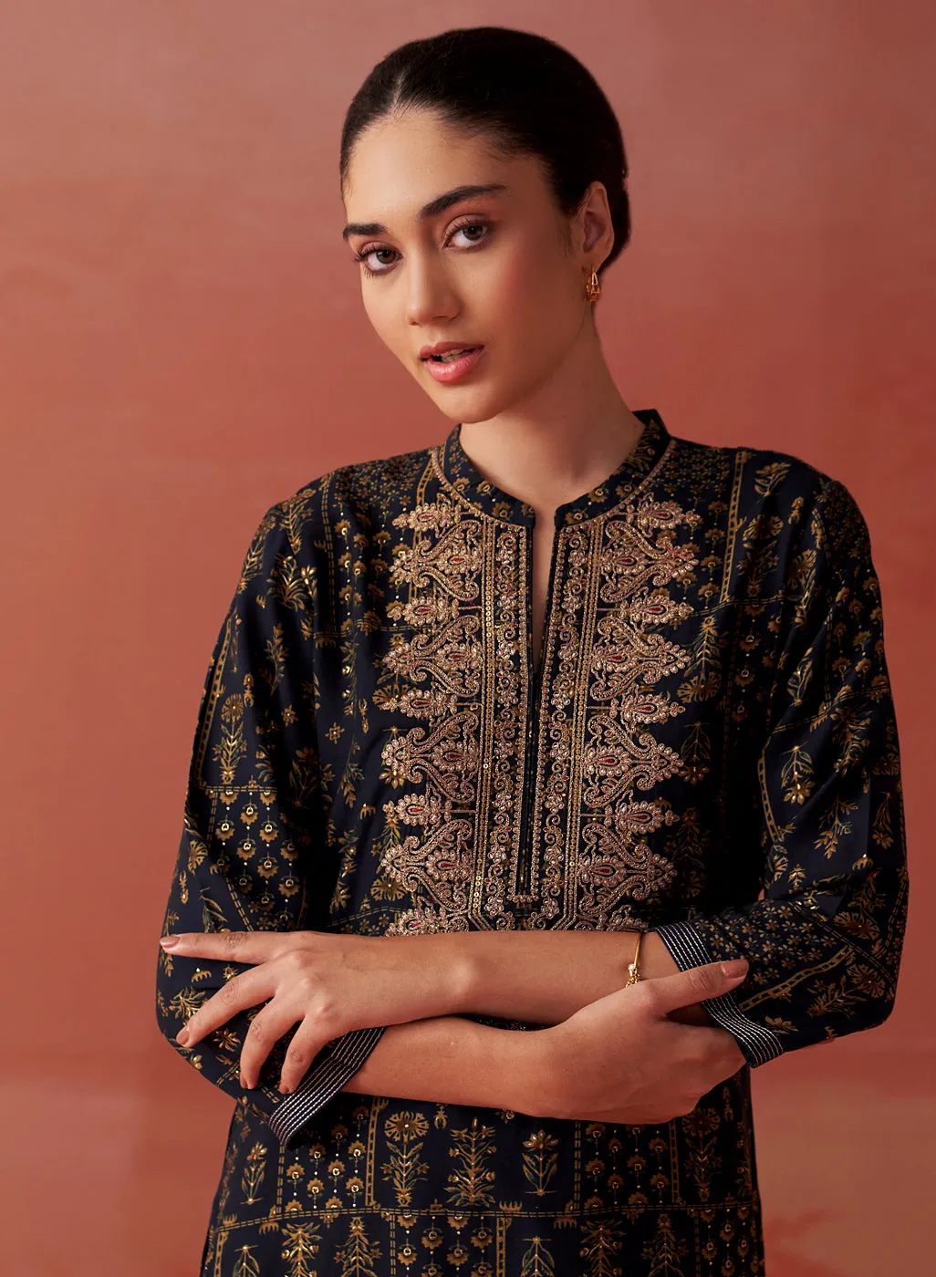 Nyla Midnight Blue Printed Viscose Co-ord Set for Women