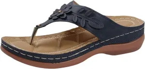 Orthopedic Sandals for Women Arch Support Thong Flip Flops Open Toe Slip On Slippers Flower Trim Wide Width Sandals Breathable Cushion Beach Slides Slippers