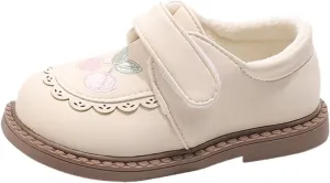 Plush Embroidery Mary Jane School Shoes for Girls Toddler Pary Wedding Dress Shoes Little Little Girls Riding Boots