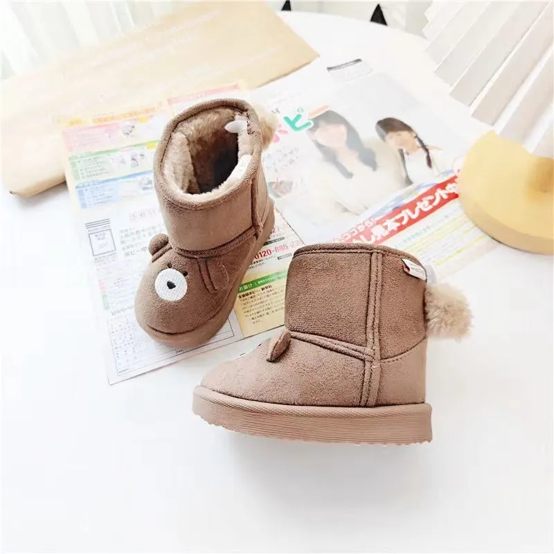 Pompom Tail Bear Plush Baby Snow Boots