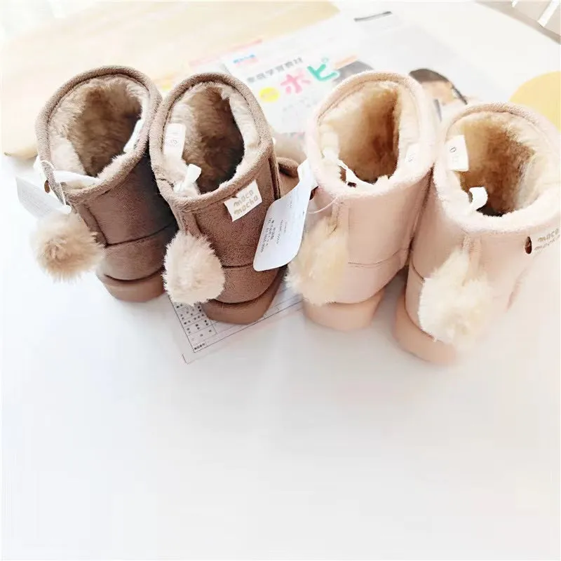 Pompom Tail Bear Plush Baby Snow Boots