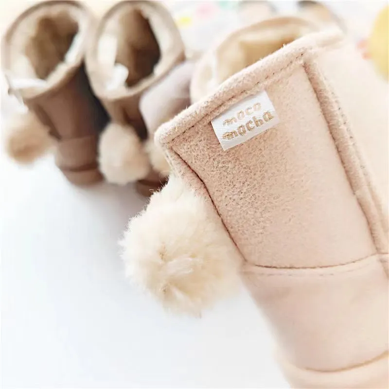 Pompom Tail Bear Plush Baby Snow Boots