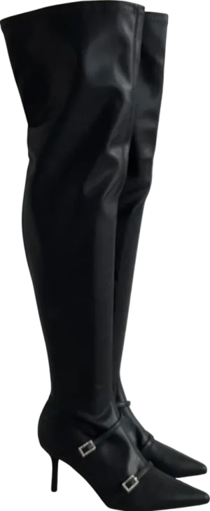 Public Desire Black Orion Over The Knee Boots UK 6 EU 39 