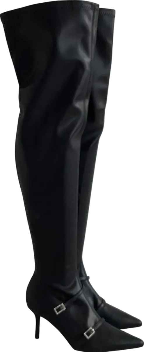 Public Desire Black Orion Over The Knee Boots UK 6 EU 39 