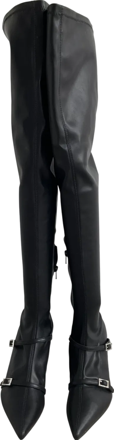Public Desire Black Orion Over The Knee Boots UK 6 EU 39 