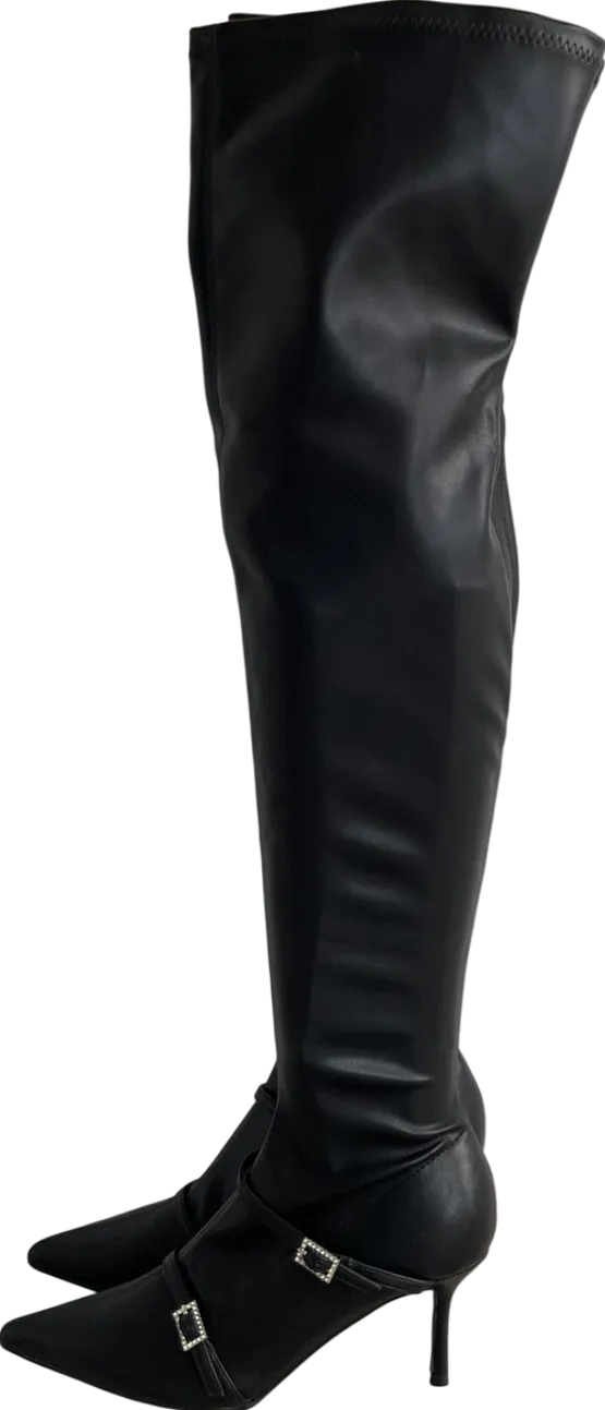 Public Desire Black Orion Over The Knee Boots UK 6 EU 39 