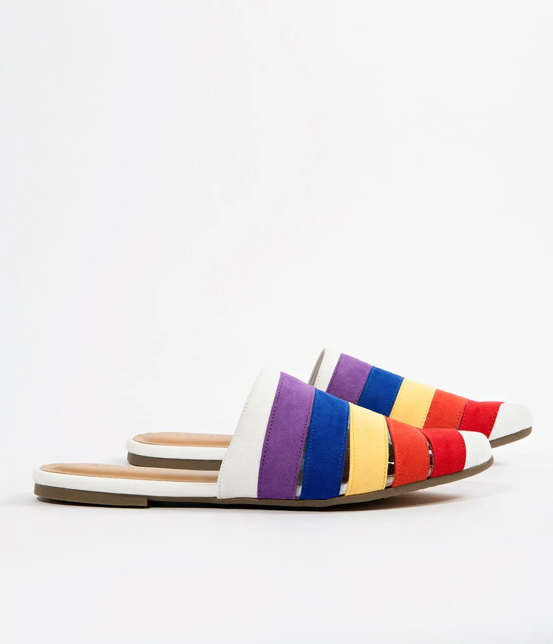 Rainbow Suede Pointed Toe Flat Slippers