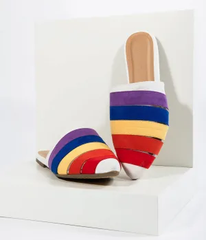 Rainbow Suede Pointed Toe Flat Slippers