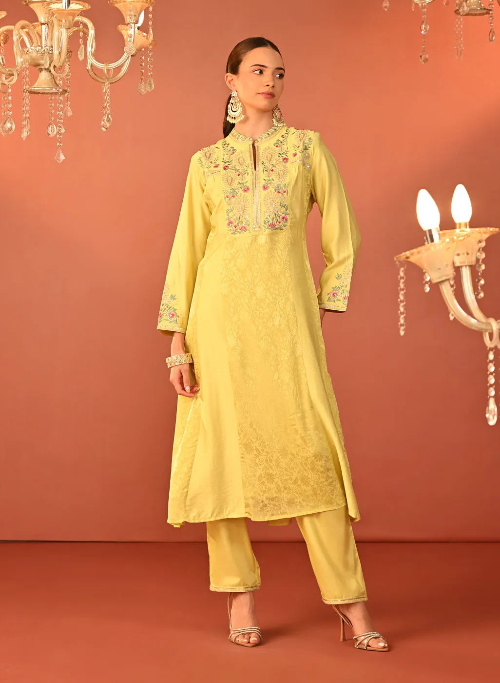 Sahira Lemon Embroidered Designer Kurta Set for Women