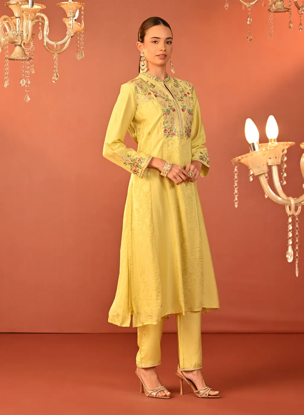 Sahira Lemon Embroidered Designer Kurta Set for Women