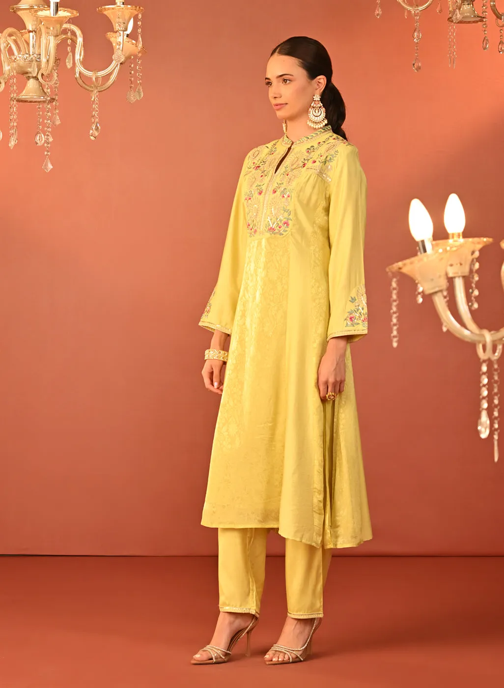 Sahira Lemon Embroidered Designer Kurta Set for Women