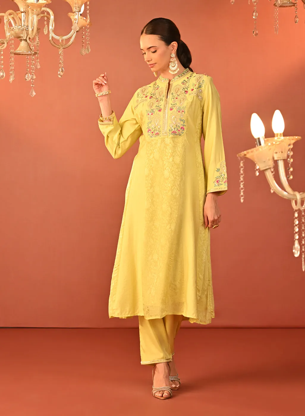 Sahira Lemon Embroidered Designer Kurta Set for Women
