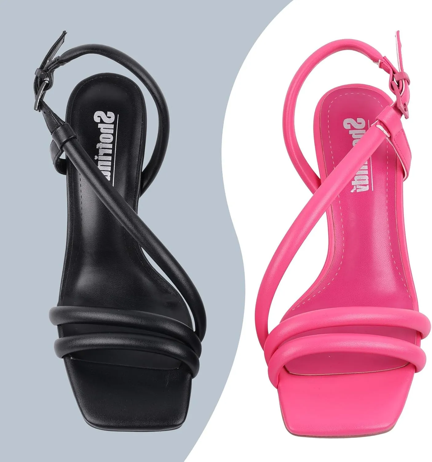 Strappy Heels for Women Chunky Heel Sexy Open Square Toe Heeled Sandals Comfortable Ankle Strap Summer Shoes for Woman Holiday Party Wedding Dress Pumps