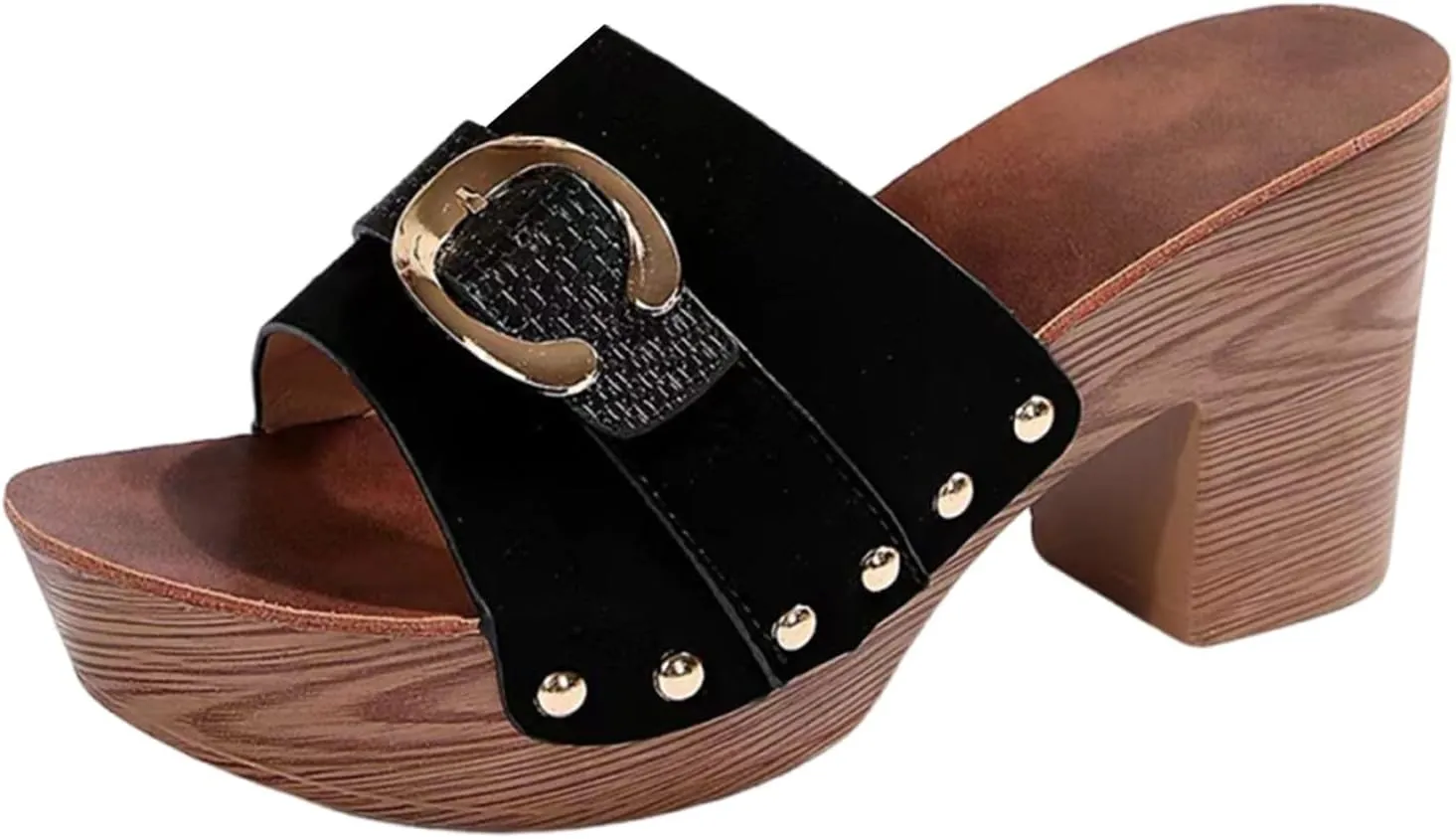 SuanlaTDS Womens Platform Heeled Sandals 2025 Dressy Chunky High Block Heels Open Toe Comfortable Slip-on Slide Slippers Mules Summer Heeled Slides Sandal Party Casual Beach Vacation Dress Shoes