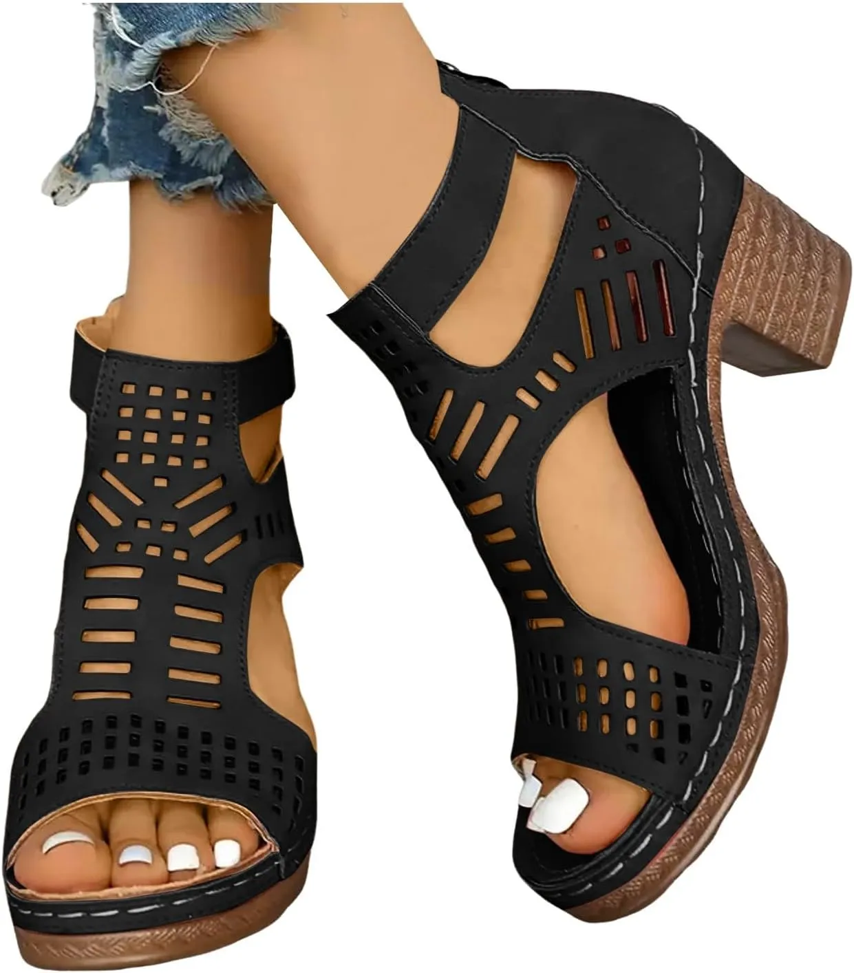 Summer Versatile Chunky Heel Sandals for Women Slingback Heels for Party Wedding Block Chunky Going Out Shoes