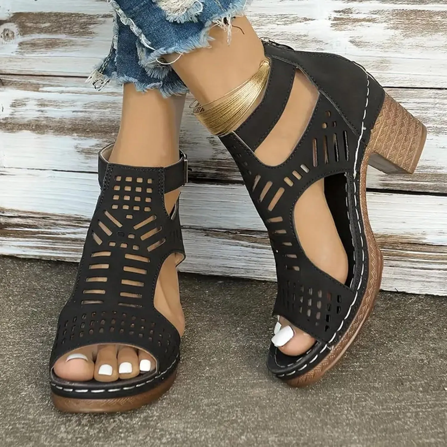 Summer Versatile Chunky Heel Sandals for Women Slingback Heels for Party Wedding Block Chunky Going Out Shoes