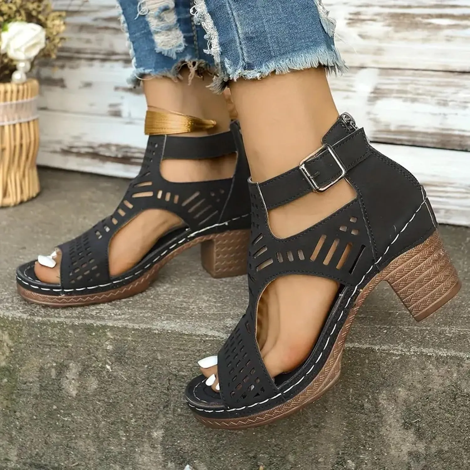 Summer Versatile Chunky Heel Sandals for Women Slingback Heels for Party Wedding Block Chunky Going Out Shoes
