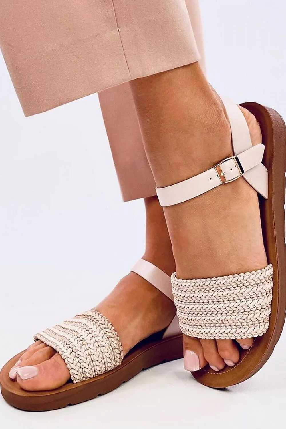TEEK - Beige Woven Boho Sandals