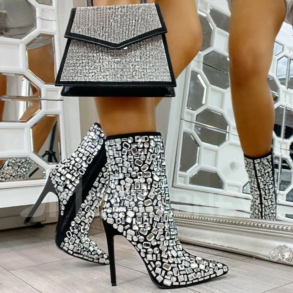 TEEK - Black Crystal Bling Babe Boots