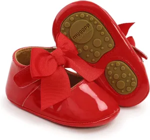 Timatego Baby Girl Mary Jane Flats Shoes Non Slip Soft Sole Infant Toddler First Walker Wedding Princess Dress Crib Shoes