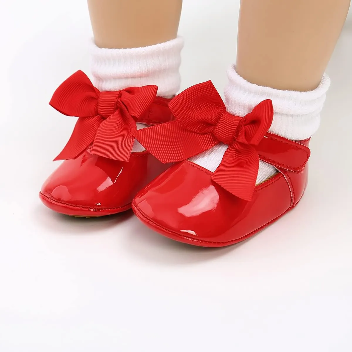 Timatego Baby Girl Mary Jane Flats Shoes Non Slip Soft Sole Infant Toddler First Walker Wedding Princess Dress Crib Shoes