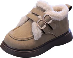 Toddler Kids Winter Snow Boots Slip On Cold Weather Sneakers Anti-Slip Fleece Ankle Boots Comfort Size 8 Shoes Toddler
