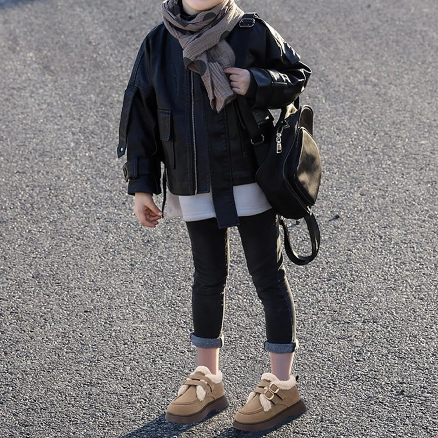 Toddler Kids Winter Snow Boots Slip On Cold Weather Sneakers Anti-Slip Fleece Ankle Boots Comfort Size 8 Shoes Toddler