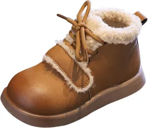 Toddler Kids Winter Snow Boots Slip On Cold Weather Sneakers Anti-Slip Fleece Ankle Boots Comfort Size 8 Shoes Toddler