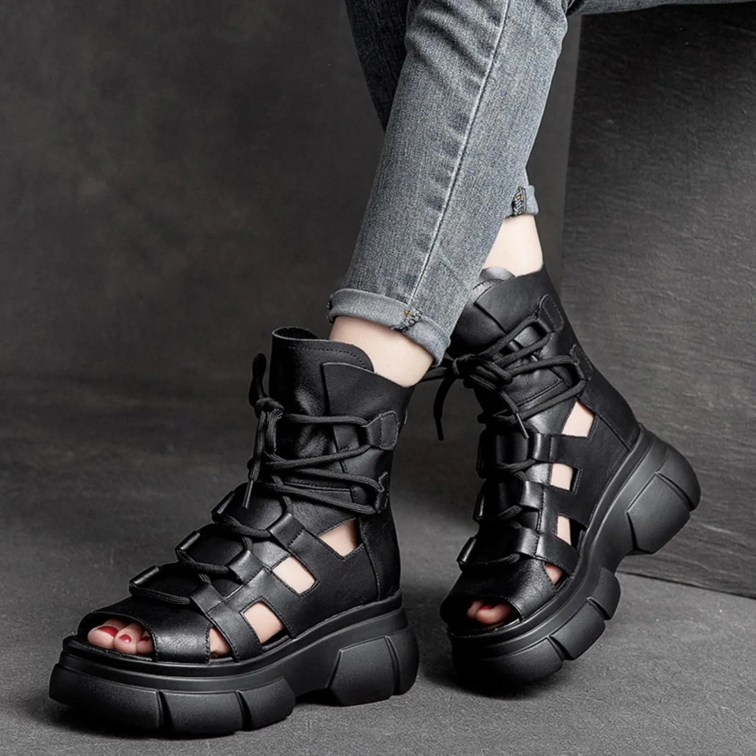 Wedge Sandal for Women Ankle Strap Flatform Arch Support Fish Mouth Toe Muffin Platform Shoes Waterproof Lightweight Comfort