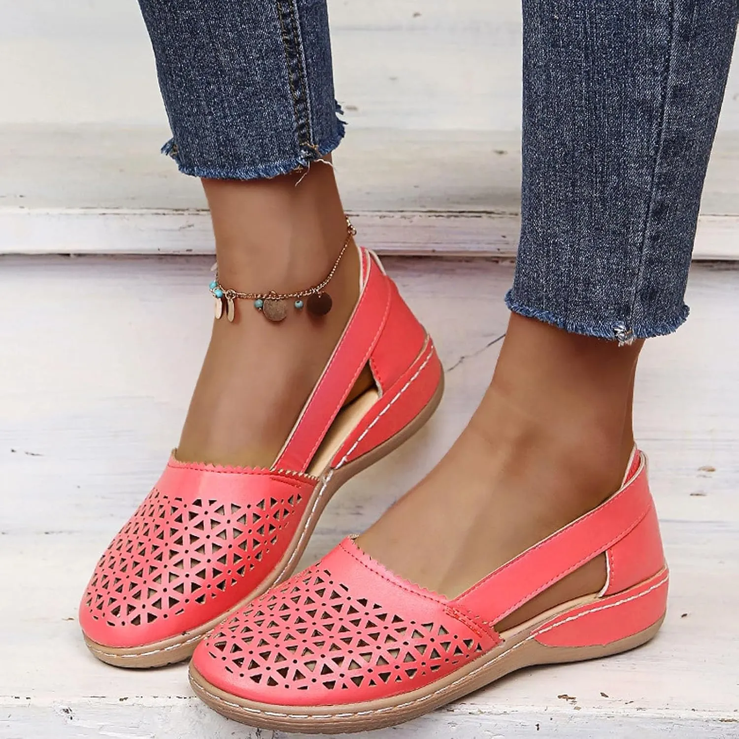 Women Shoes Fashionable And Comfortable Wedge Heeled Thick Soled Sandals Bare Boots Sandals Shoes Womens Flat 6