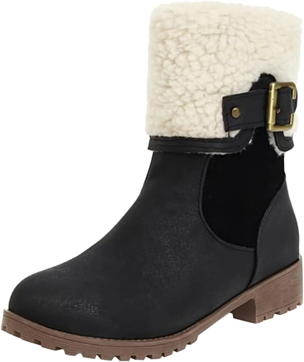 Women Snow Boots Waterproof Winter Boots Non Slip Warm Fur Booties Lightweight Slip on Ankle Boots Thickening Winter Shoes Walking Hiking Booties