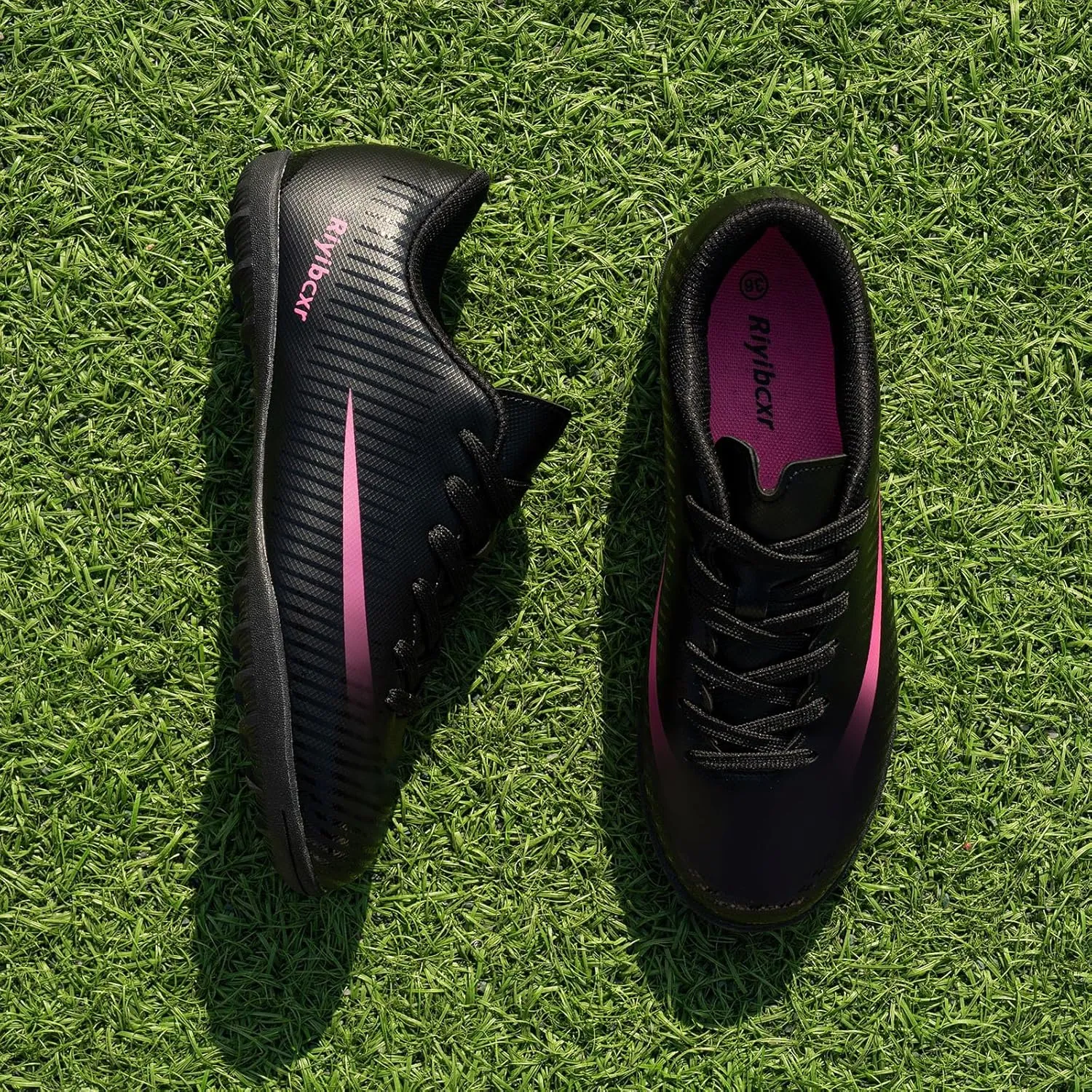 Women Soccer Cleats Lace-Up Turf Football Shoes Indoor Outdoor Low-Top Fustal Soccer Training