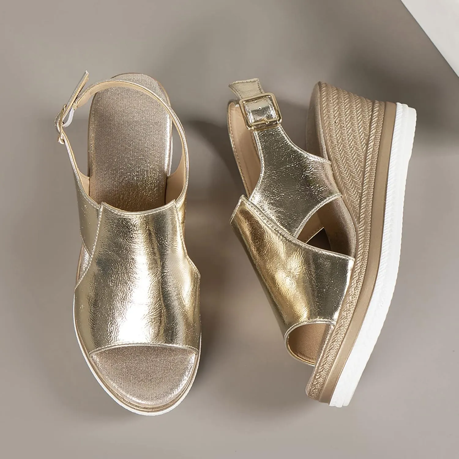 Womens Espadrille Wedge Sandals Open Toe Platform Fish Mouth Silver Ankle Strap Slingback Summer Dress Shoes Rhinestone Wide