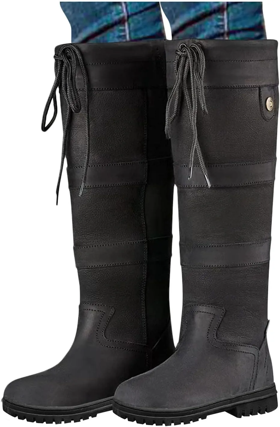 Womens Snow Boots Knee High Waterproof Winter Boots Non-slip Warm Fur Booties Casual Slip on Ankle Boots Thickening Winter Shoes Walking Hiking Booties