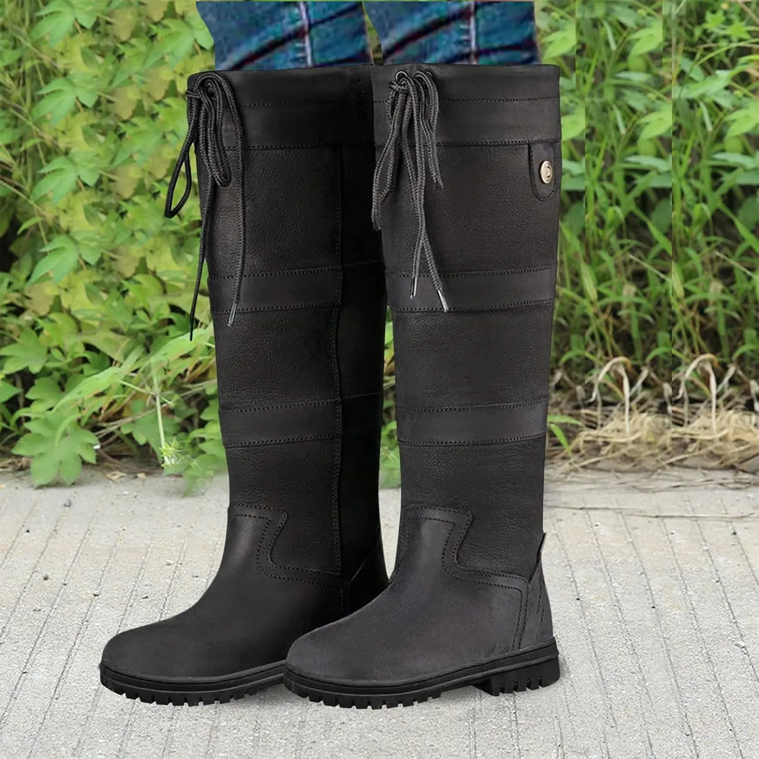 Womens Snow Boots Knee High Waterproof Winter Boots Non-slip Warm Fur Booties Casual Slip on Ankle Boots Thickening Winter Shoes Walking Hiking Booties